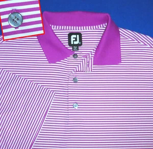 FOOTJOY POLO HERREN HEMD L LILA WEISS GESTREIFT PRO DRY STOFF 12% Elasthan - Bild 1 von 6