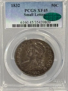 Medio dólar busto tapado 1832 P graduación profesional XF-45 letras pequeñas - Imagen 1 de 4