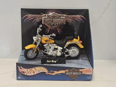 HOT WHEELS Harley Davidson FAT BOY 1:18 die cast motorcycle MATTEL 2001 NEW - Image 1 of 3