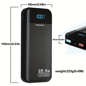 Power Bank 27000mAh, Fast Charging PD20W USB C - Zdjęcie 1 z 8