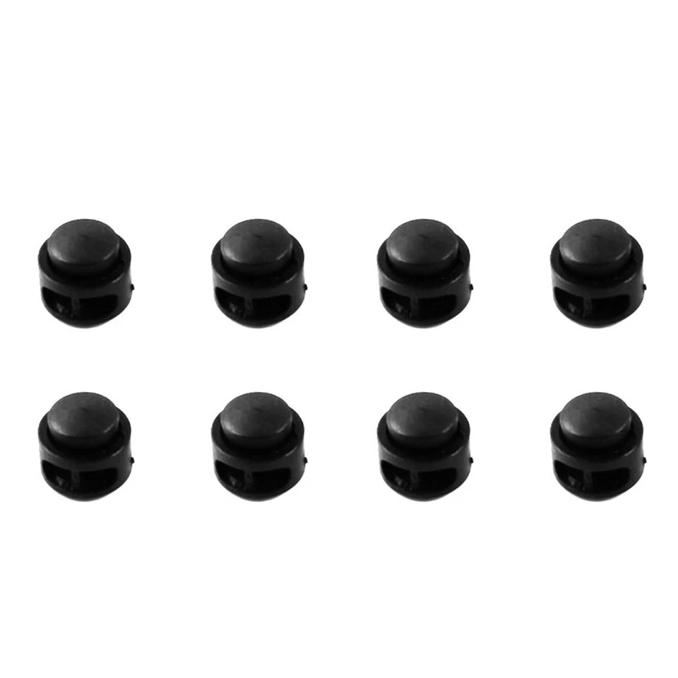 50 PIEZAS 7mm x 5mm Cerraduras de cable de plástico negro Dos extremos de orificios Palancas de cordón Foto 1 de 1