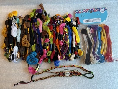 Embroidery floss thread Assorted Lot Of 88 Dmc, Arco Iris, Mondo Llama Bracelets - Image 1 of 2