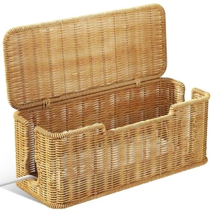 Handwoven Cord Organizer Hider Box with Lid Storage Box Desk - Afbeelding 1 van 7