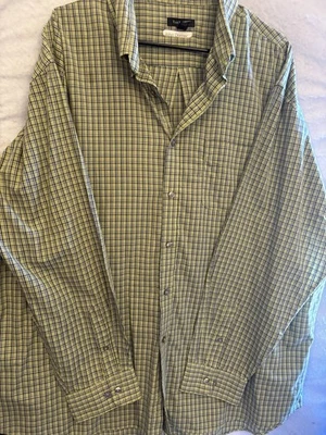 Camisa de vestir Van Heusen para hombre XXL 18-18 1/2 manga larga verde a cuadros etiqueta con nombre Foto 1 de 4