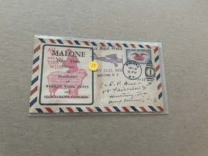 US 1938 Airmail Week Cover (69) Sheep and Sportsman Cachet +Malone NY Duplex CXL - Picture 1 of 1