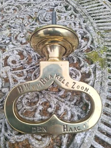 Superb Quality Dutch Antique Brass Safe Door Pull Handle H W Van Brakel Den Haag - Picture 1 of 8