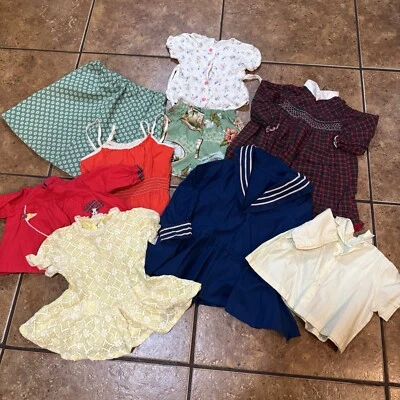 Lote de 9 piezas de ropa vintage para niños paquete blusa falda años 60 70 vestido floral pantalones cortos Foto 1 de 4