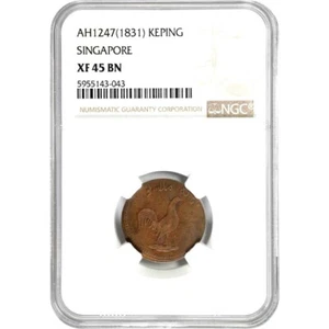 AH1247 1831 Malaya Singapore Keping Merchant Token, NGC EF 45, KM-8.1, Prid-21 - Picture 1 of 2