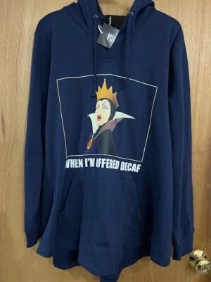 Disney 3XL hoodie hooded blue sweatshirt Maleficent NWT "When I'm offered decaf" - Image 1 of 4