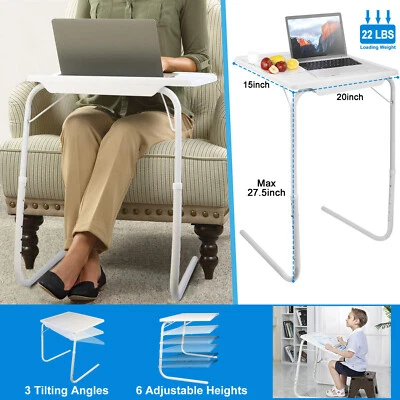IMOUNTEK Portable Foldable TV Sofa Table Dinner Bed Adjustable Tray Laptop Side Table