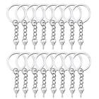 HAUTOCO 100Pcs Keychain Rings with Chain, Open Jump Style-01, Silver 