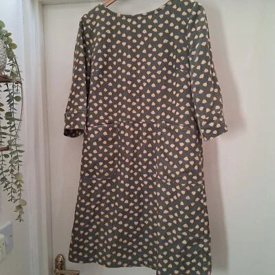 Vestido Boden Gris Floral Aguja Talla 12 Reino Unido Alto Cordón Largo Bolsillos Cremallera Trasera Foto 1 de 4