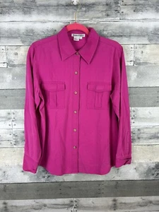 Winter Silks Large Long Sleeve Pink Silk Button Up Blouse - Picture 1 of 5