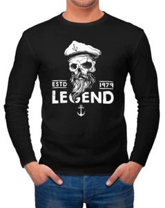 Mens Longsleeve Skull Captain Skull Captain Long Sleeve Shirt Moonworks® - Picture 1 of 4