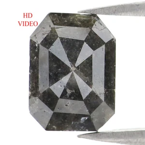1.40 CT Natural Loose Emerald Cut Diamond 8.00 MM Salt And Pepper Diamond LQ7127 - Picture 1 of 8
