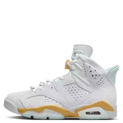 耐克女式 AIR JORDAN 6 复古鞋纯白金/蓝色 DQ4914 074 9.5-12 码 — 第 1/4 张图片