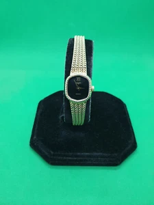Damen drehbar goldfarben Kleid Uhr schwarzes Gesicht mit Seil Design Armband.#64. - Bild 1 von 8