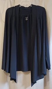 Black 18W 20W 1X Open Cardigan Duster Cascade Cover Top Lightweight Stretch Knit - Picture 1 of 6