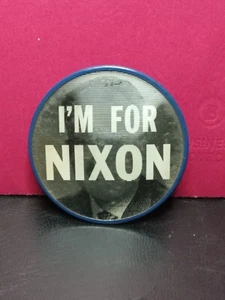 Vintage Political Presidential Button "I'm For Nixon" , 2 1/2 Inches Tall - Imagen 1 de 4