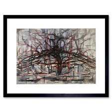 Piet Mondrian Tree Abstract Dark Painting Framed Art Print 12x16 Inch