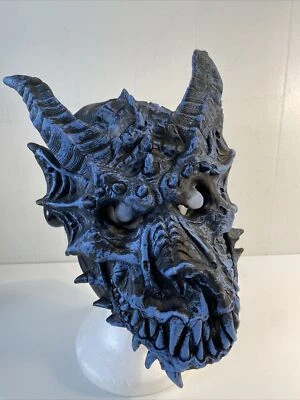 DRAGON MASK Devil Horns Halloween LIGHT UP EYES Blue Black By TARGET - Image 1 of 4