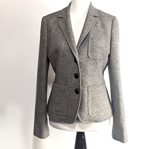 J Crew Womens Size 10 Gray 100% Wool Blazer 3 button
