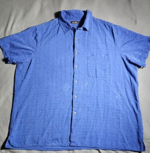 Tasso Elba Shirt Mens XXL Blue Button Up Short Sleeve Casual Collared Pocket - Picture 1 of 20