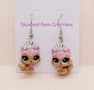 Custom Teensie LPS Frosting Kitty Princess Earrings Jewlery littlest pet shop - Picture 1 of 1