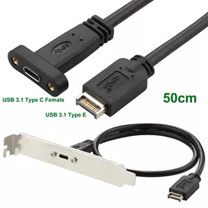 USB 3.1 Type E PCI-E to Type C Female Gen 2 Extension Cable with Profile Bracket - Picture 1 of 9
