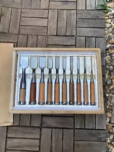 10 x Vintage Japanese Chisel With Box - Wooden Chisels - Old Tools #3 - Picture 1 of 24