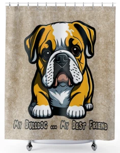Cortina de ducha de baño My Bulldog Dog Breed My Best Friend lindo cachorro arte - Imagen 1 de 4