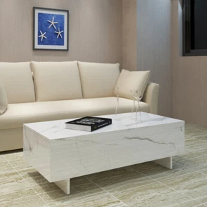 Modern LED Coffee Table Living Room Office Rectangular Sofa Table White - Picture 1 of 12