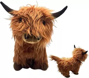 Highland Cow Plush Toy-10 Inch Realistic Standing Cow Stuffed Animal Long Hair - Picture 1 of 3