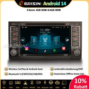 8-Kern 64GB Android 14 Autoradio GPS DAB+DVD CarPlay Für VW Multivan T5 Touareg - Bild 1 von 23