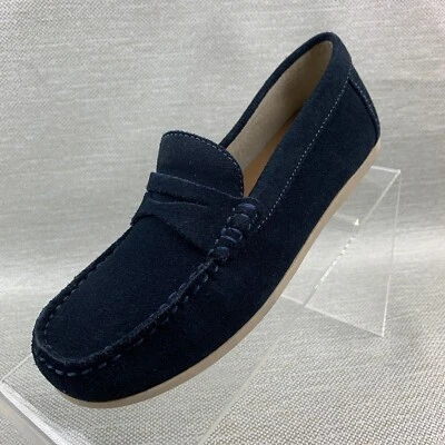 Zara Niños Niños Mocasines Cuero Azul Marino Punta Redonda Zapatos Sin Cordones Talla EU33/US2 NUEVO Foto 1 de 4