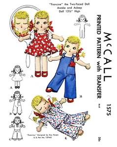 McCall 1575 Doll Pattern Awake and Asleep Clothing Dress Francine 13.5" Tall - Picture 1 of 3