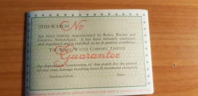 Rolex Guarantee folleto inglés 1962 ref RP 1220.III.62-38 M en buen estado Foto 1 de 4