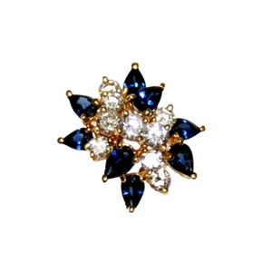 Anillo de moda 14K zafiros azules 2,40cttw y diamantes brillantes .93cttw *OFERTA* - Imagen 1 de 7