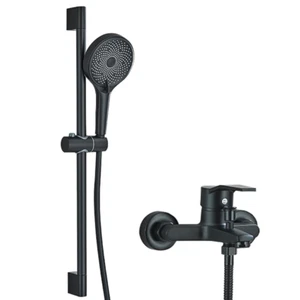 Rubinetto doccia nero doccia a pioggia acciaio inox sistema doccia doccetta tubo 150 cm - Foto 1 di 8