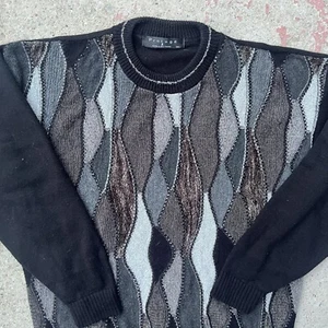 Vintage 90s Protege Mens Sweater Coogi Style 3D Chunky Knit Size XL Biggie USA - Picture 1 of 8