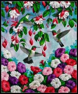 Chart Needlework Crafts DIY Counted Cross Stitch Patterns - Hummingbirds Spring - Picture 1 of 5