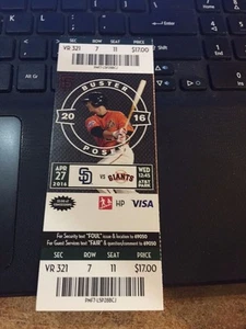 2016 SAN FRANCISCO GIANTS VS PADRES TICKET STUB 4/27 JEFF Samardzija WIN #50 - Picture 1 of 1