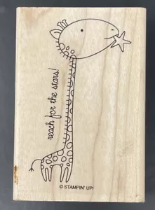 Reach for the Stars Giraffa Zoo Cartone animato animale carino timbro gomma legno - Foto 1 di 2