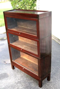 Antique LUNDSTROM Mahogany BARRISTER Stacking Lawyer's Sectional BOOKCASE - Picture 1 of 6