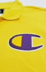 Polo uomo Champion ciniglia logo Big C taglia large Kobe Lakers gialla nuova con etichetta - Foto 1 di 12