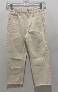 Youth Old Navy Slouchy Straight Jeans Size 7 High-Rise Adjustable Waist Cream - Picture 1 of 9