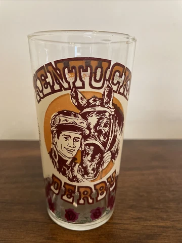 Vintage Kentucky Derby Clear Glass Churchill Downs Official Holds 12 Oz Tumbler Cover