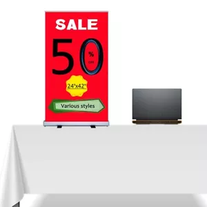 24"x42" Heavy-Duty Standard Retractable Roll Up Banner Pop Up Display Stand - Picture 1 of 12