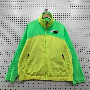 VTG 90s NIKE Aqua Gear Windbreaker Jacket Mens Medium Green Yellow Zip 23.5x27 - Picture 1 of 17