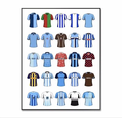 Coventry Football Poster, Coventry City Poster, Classic Shirt, Kit, A4 Print